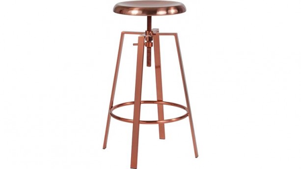 Toledo Industrial Style Barstool with Swivel Lift Adjustable Height Seat in Rose Gold Finish