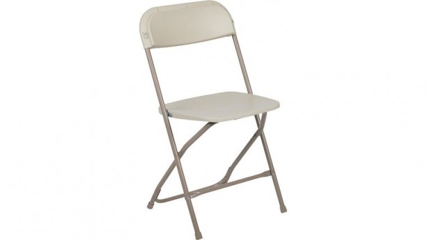 Beige Metal Folding Chair With Plastic Seat Rental