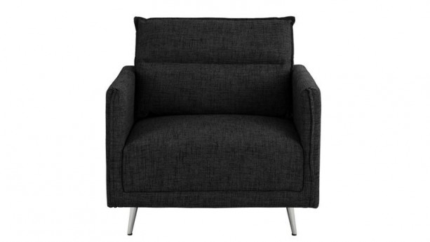 Black ANDRES MID CENTURY FABRIC ACCENT CHAIR