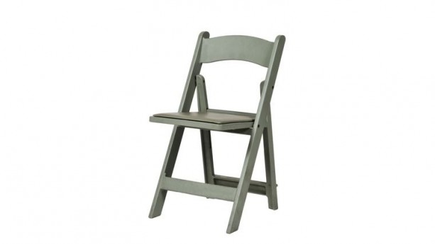 Flint Grey Resin Folding Chair with Vinyl Padded Seat