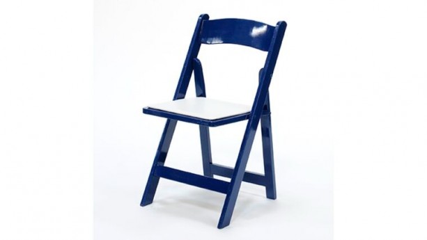 Blue Wood Padded Folding Chair Rental