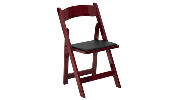 Mahogany Wood Padded Folding Chair w/ Black Pad