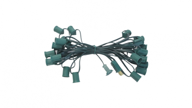 25' Green String C7 - 7 Watt Clear Incandescent Bulb String Lights Kit