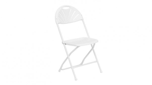 Bright White Resin Fan Back Folding Chair Rental