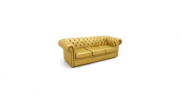 Gold Chesterfield Sofa Three Seater