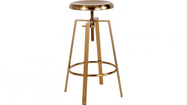 Gold Toledo Industrial Style Barstool with Swivel Lift Adjustable Height Seat