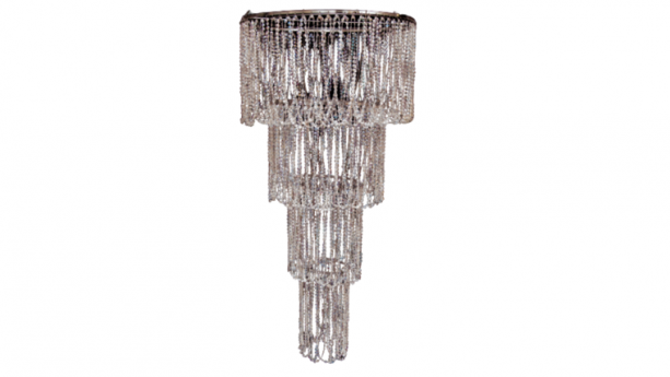 Large 4-Tiered Chandelier with Layered Diamond Cut Beads