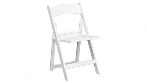 White Resin Folding Chair with Slatted Seat