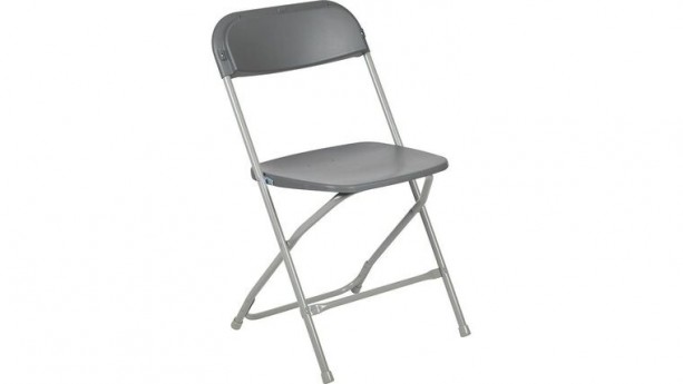 Grey Metal Frame Folding Chair w/Grey Resin Seat Rental