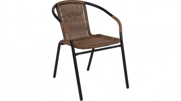 Medium Brown Rattan Indoor-Outdoor Restaurant Stack Chair