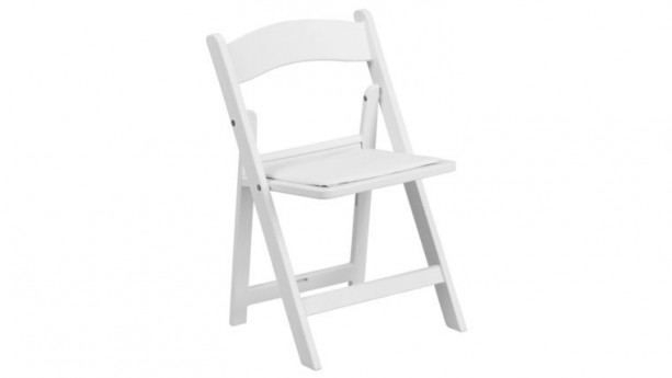 White Resin Frame Folding Chair w/White Pad