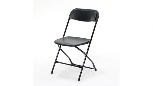 Black Metal Folding Chair With Plastic Seat Rental
