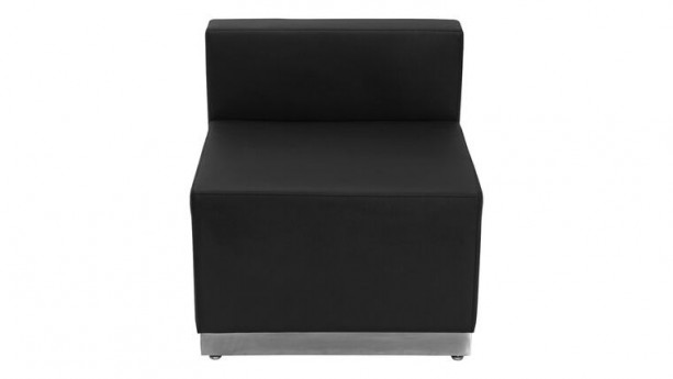 HERCULES Alon Series Black LeatherSoft Chair with Brushed Stainless Steel Base