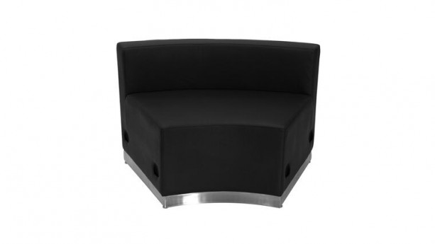HERCULES Alon Series Black LeatherSoft Concave Chair with Brushed Stainless Steel Base