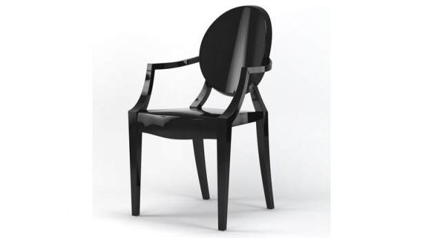 Black Phantom Acrylic Arm Stacking Chair