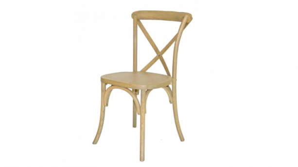 Natural Wood Cross Back Chair Rental