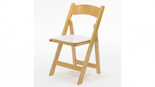 Natural Wood Padded Folding Chair With Padded Seat