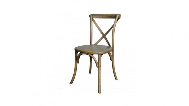Rustic Wood Cross Back Chair Rental