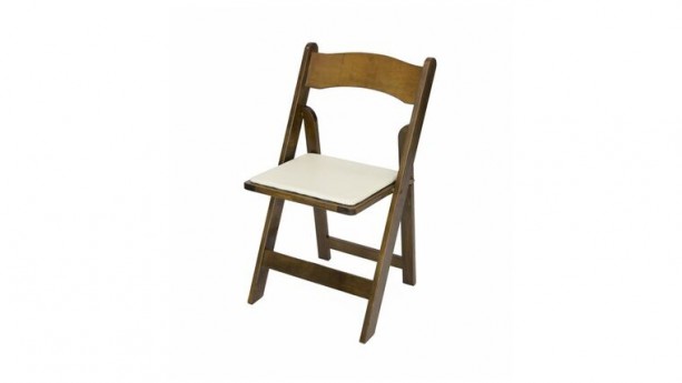 Rustic Wood Padded Folding Chair w/Padded Seat
