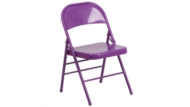 Impulsive Purple Triple Braced & Double Hinged Metal Folding Chair
