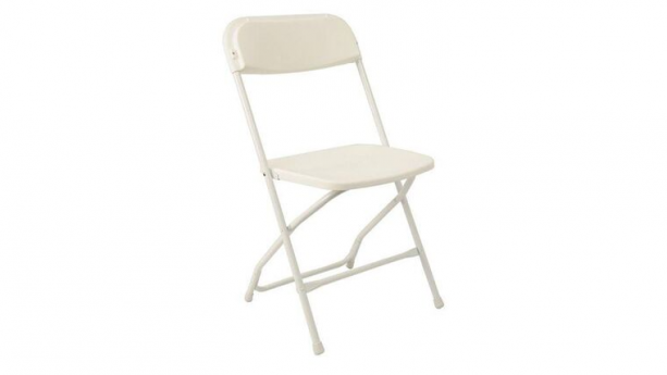 Ivory Metal Frame Folding Chair w/Resin Seat