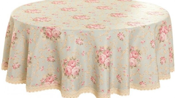 Round Vintage Floral Tablecloth