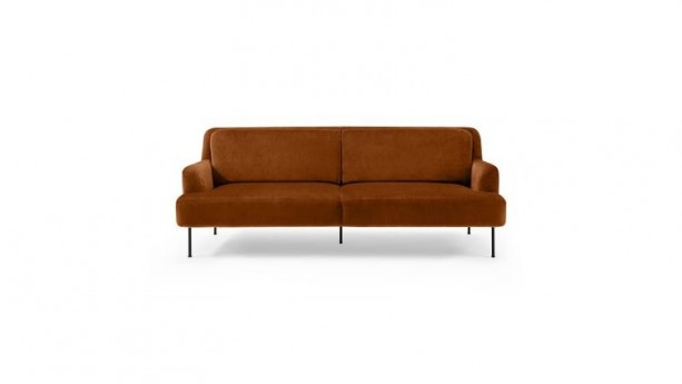 Dark Burnt Orange Velvet Minimal Couch