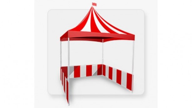 8' x 8' Red and White Striped Pop Up Tent Carnival Package Rental