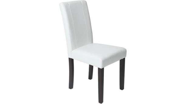 White Urban Style Solid Wood Leatherette Padded Parson Chair