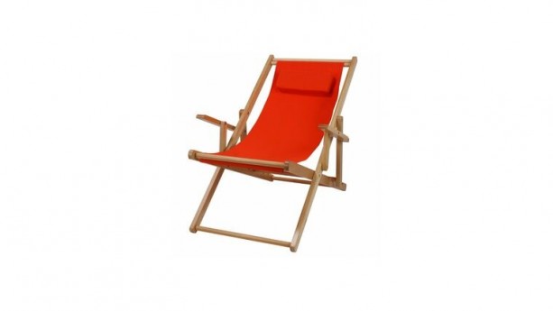 Orange Sling Chair Natural Frame with Canvas