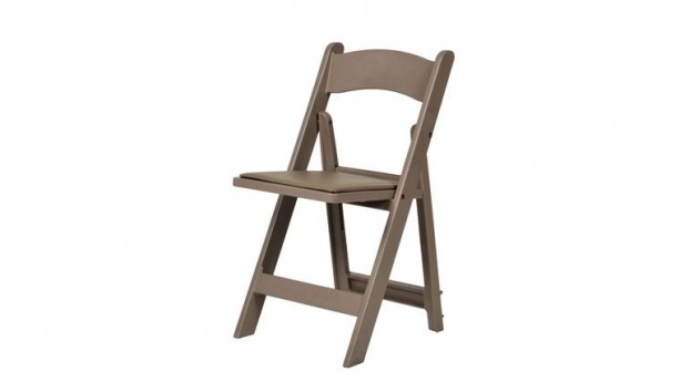 Sand Beige Resin Folding Chair with Vinyl Padded Seat