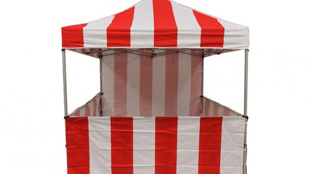 8' x 8' Red and White Striped Pop Up Tent Carnival Package