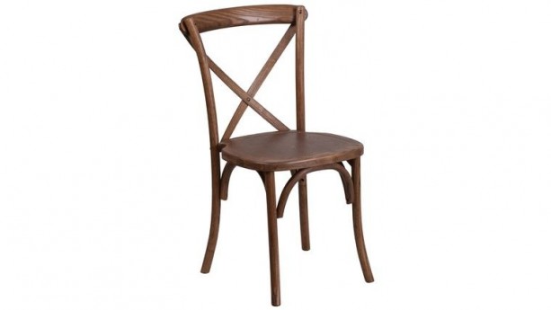 Pecan Wood Cross Back Chair Rental
