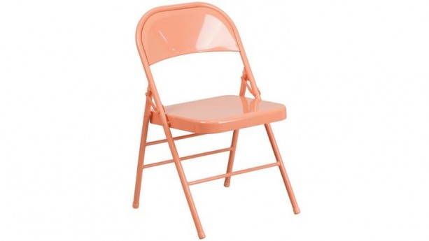 Sedona Coral Triple Braced & Double Hinged Metal Folding Chair