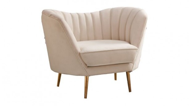 Ivory Cream Velvet Barrel Chair