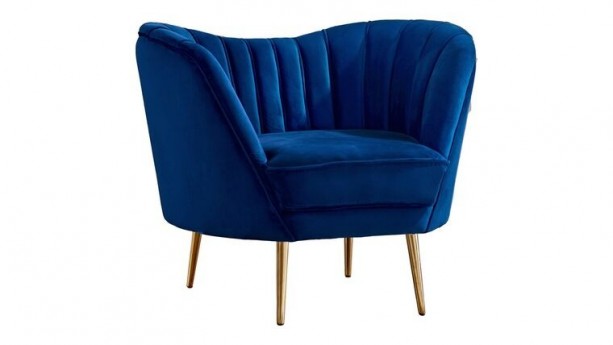 Navy Blue Velvet Barrel Chair