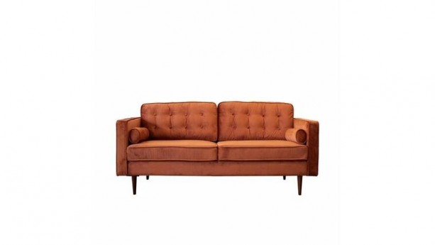 Square Burnt Orange Velvet Sofa