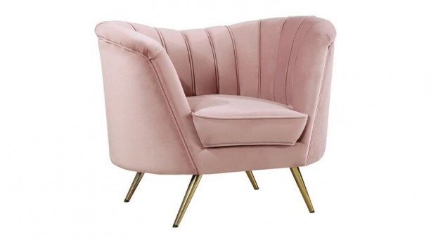 Vintage Pink Velvet Barrel Chair