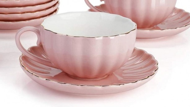 Vintage Pink Tea Cup + Saucer