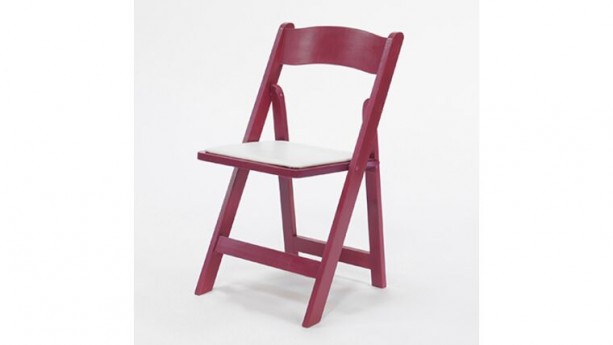 Raspberry Wood Folding Chair w/White Pad