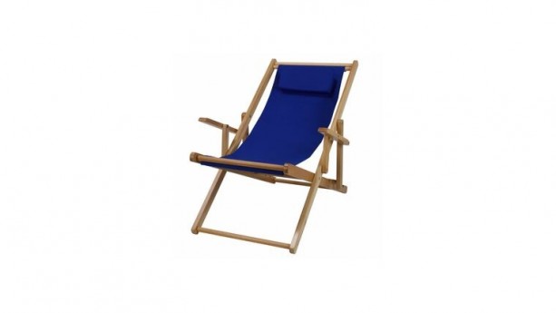 Royal Blue Sling Chair Natural Frame with Canvas
