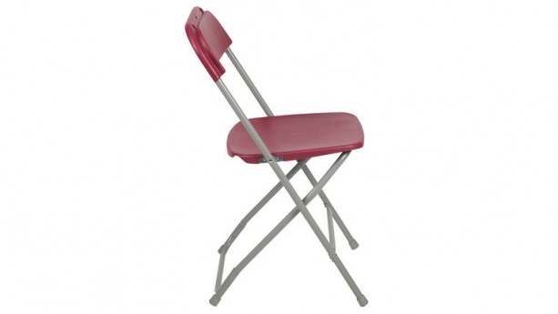 Red Metal Folding Chair With Resin Seat Rental