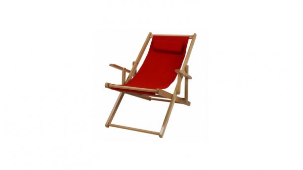 Red Sling Chair Natural Frame with Canvas