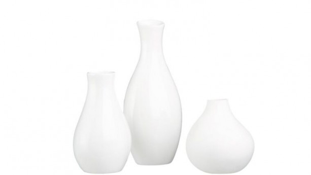 3 White Porcelain Vase Set