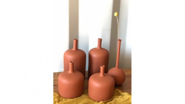 Sandstone Pampas Vase Set