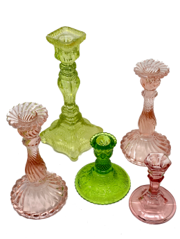 COLORED GLASS CANDLE HOLDERS
