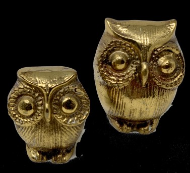 Teeny & Tiny Brass Owl pair