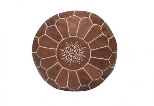 Moroccan Pouf – Brown Leather