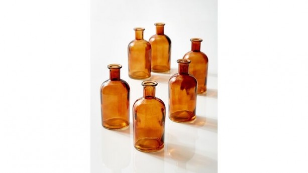 10 Amber Brown Bottles Vases