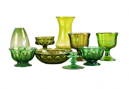 Green Depression Glass Containers
